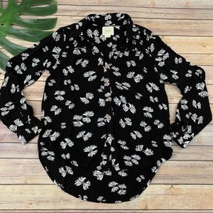 Maeve black and white bow print emory top
